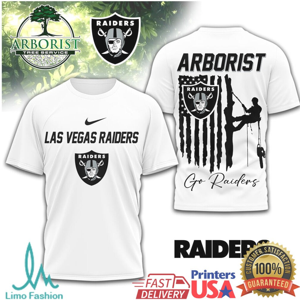 Las Vegas Raiders Arborist Tree Service American Flag T Shirt - Limotees LLC