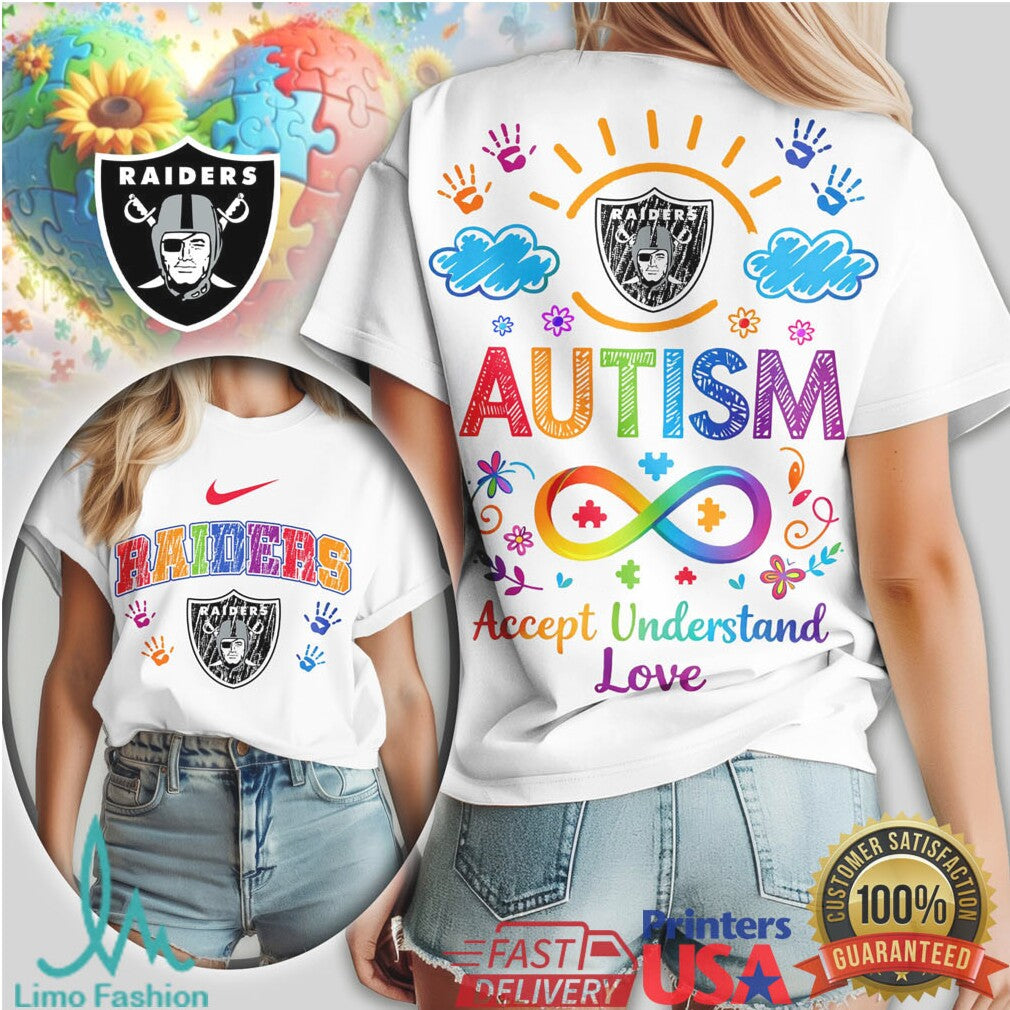 Las Vegas Raiders Autism Awareness Accept Understand Love Infinity T Shirt - Limotees LLC