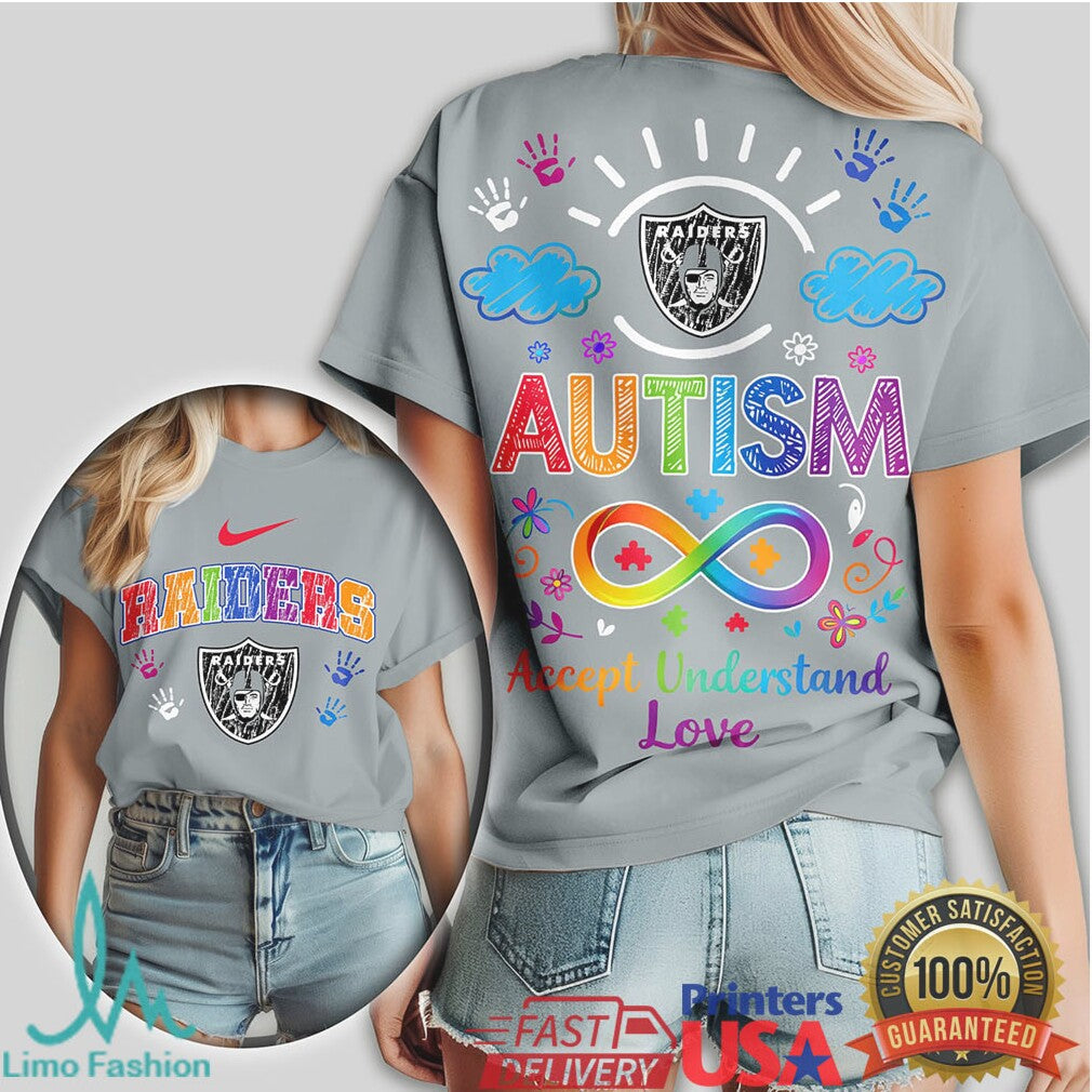 Las Vegas Raiders Autism Awareness Accept Understand Love Infinity T Shirt - Limotees LLC
