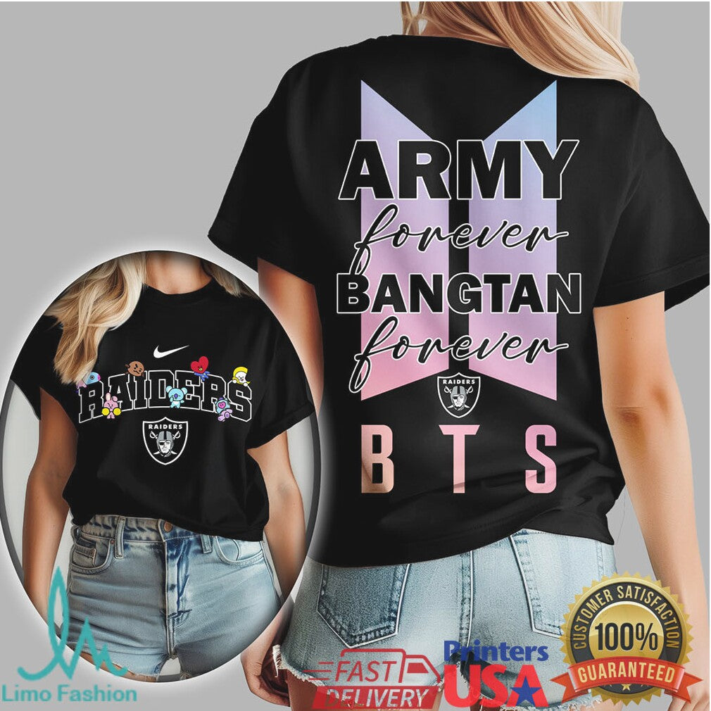 Las Vegas Raiders BTS Army Forever T Shirt Bangtan Fan Custom Sport Shirt - Limotees LLC