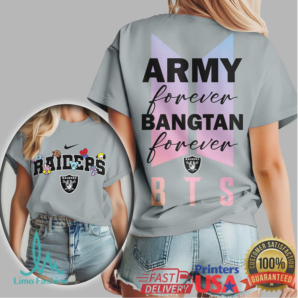 Las Vegas Raiders BTS Army Forever T Shirt Bangtan Fan Custom Sport Shirt - Limotees LLC
