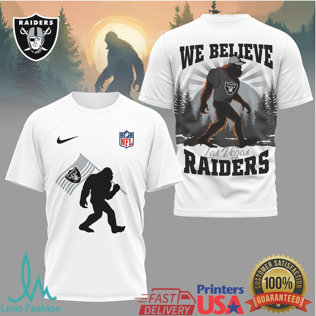 Las Vegas Raiders Bigfoot Flag “We Believe” T Shirt