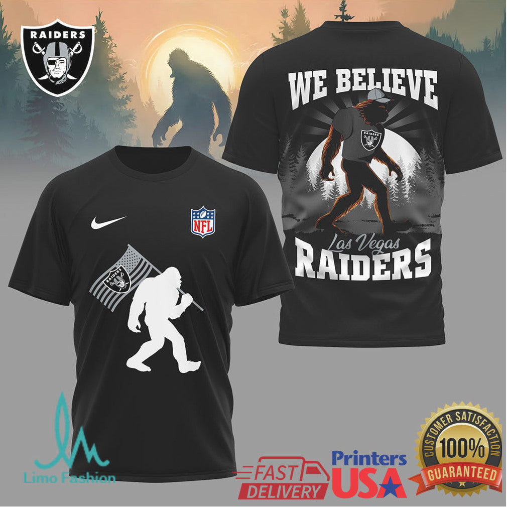 Las Vegas Raiders Bigfoot Flag “We Believe” T Shirt