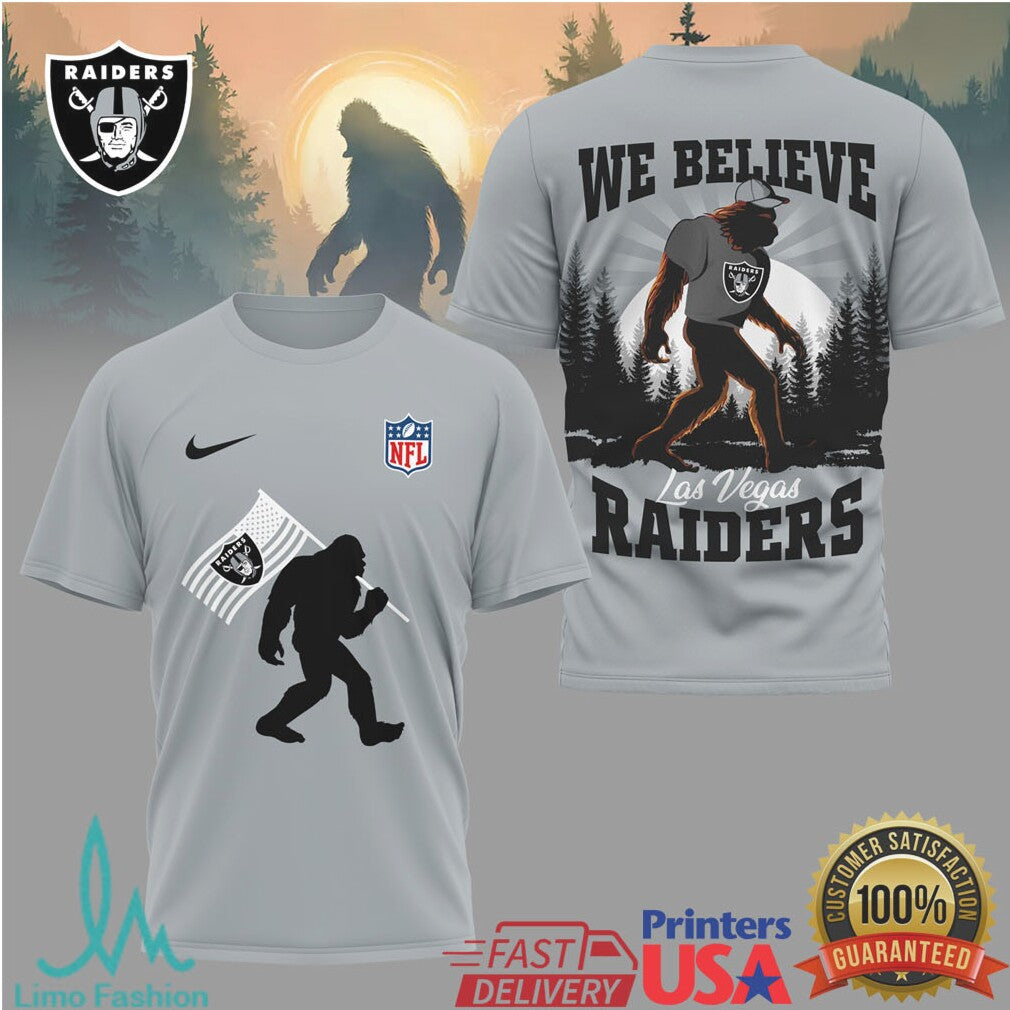 Las Vegas Raiders Bigfoot Flag “We Believe” T Shirt