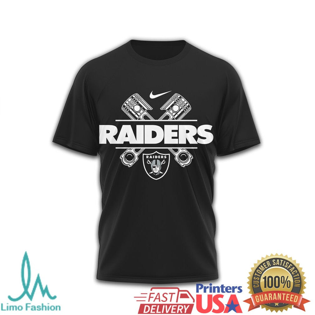Las Vegas Raiders Biker T Shirt Live to Ride Motorcycle Design - Limotees LLC