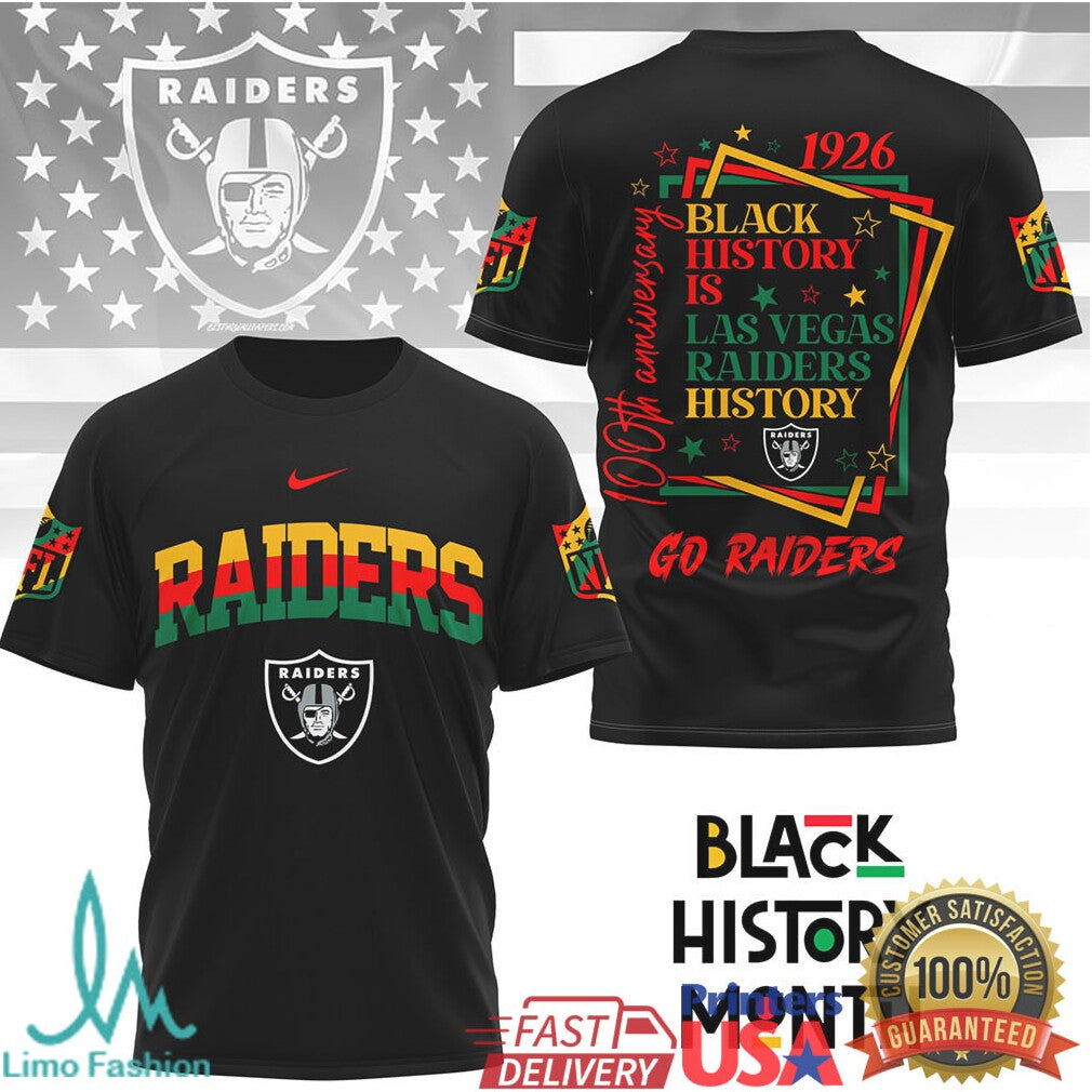 Las Vegas Raiders Black History Month 100th Anniversary NFL T Shirt - Limotees LLC