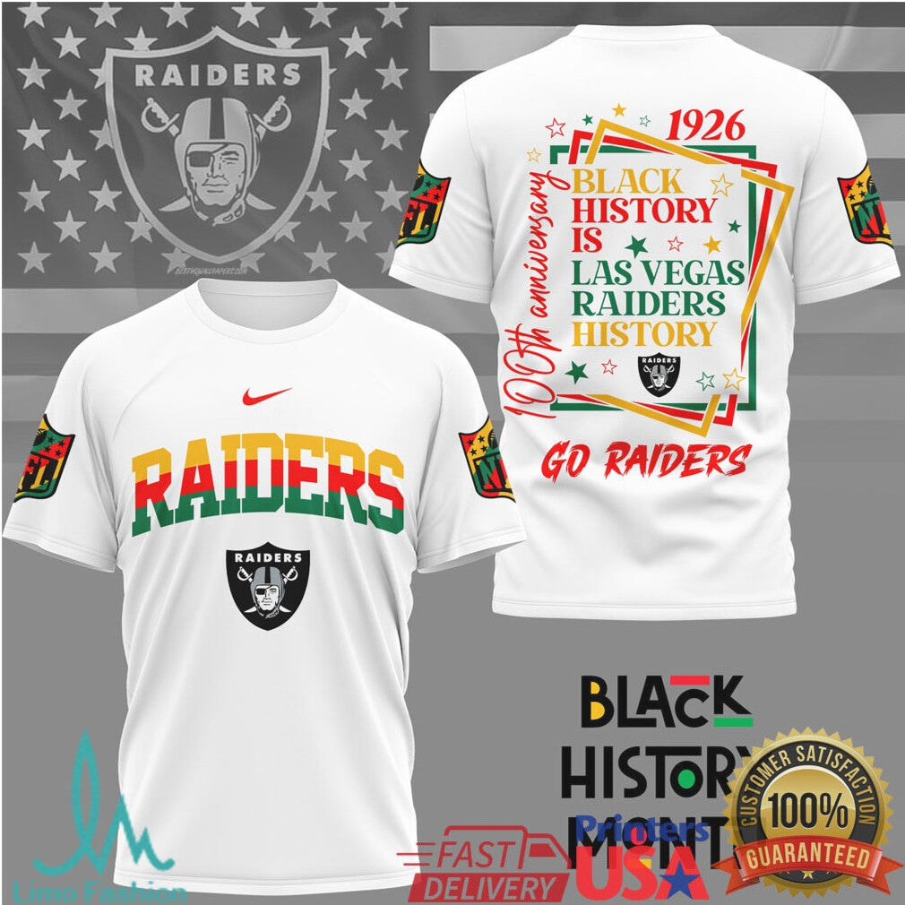 Las Vegas Raiders Black History Month 100th Anniversary NFL T Shirt - Limotees LLC
