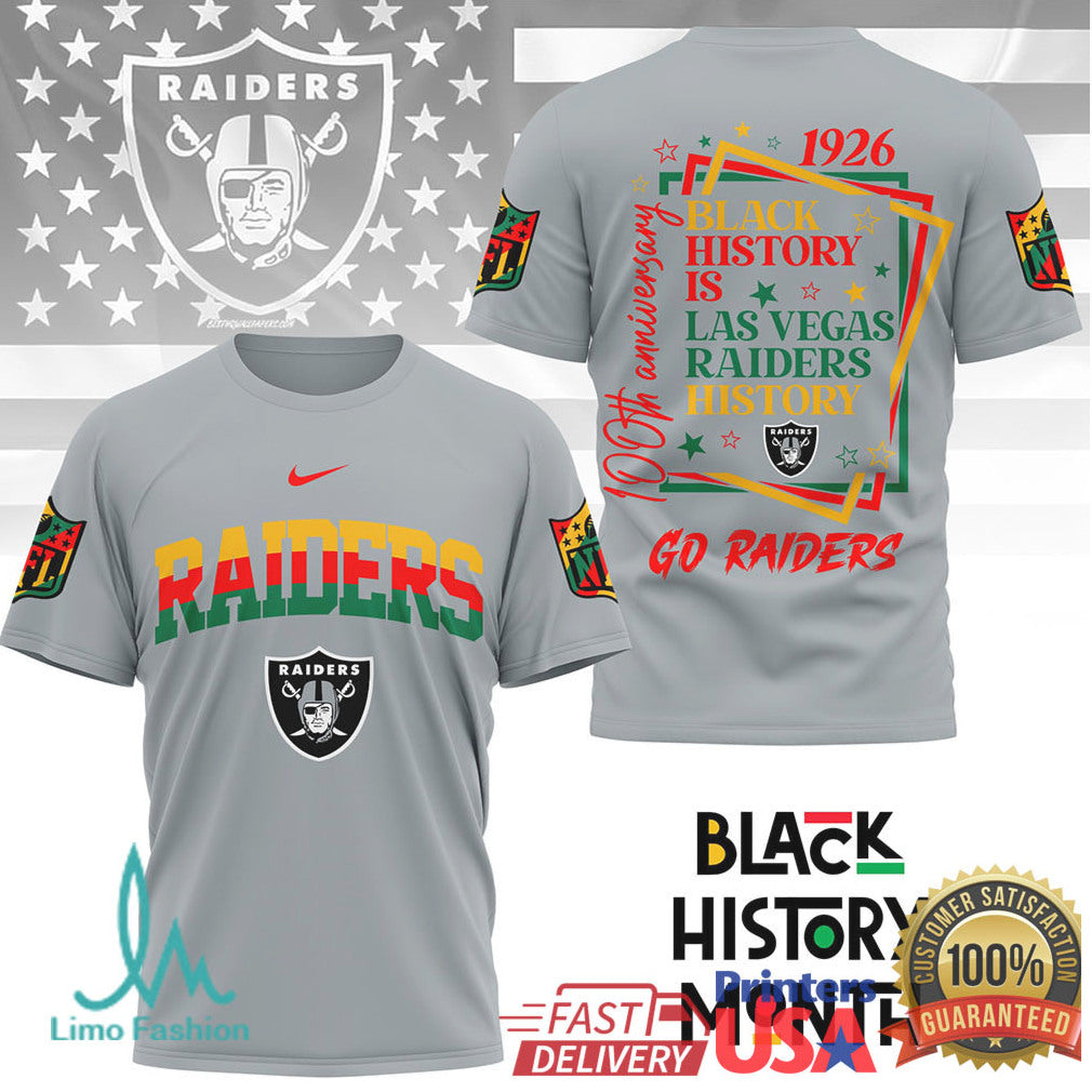 Las Vegas Raiders Black History Month 100th Anniversary NFL T Shirt - Limotees LLC