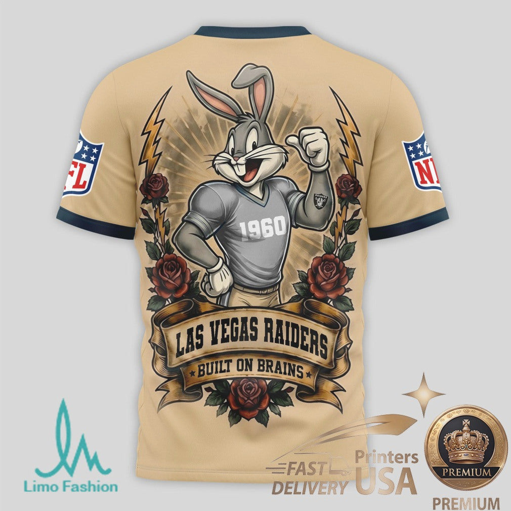 Las Vegas Raiders Bugs Bunny Smart Heart Built On Brains T Shirt - Limotees LLC