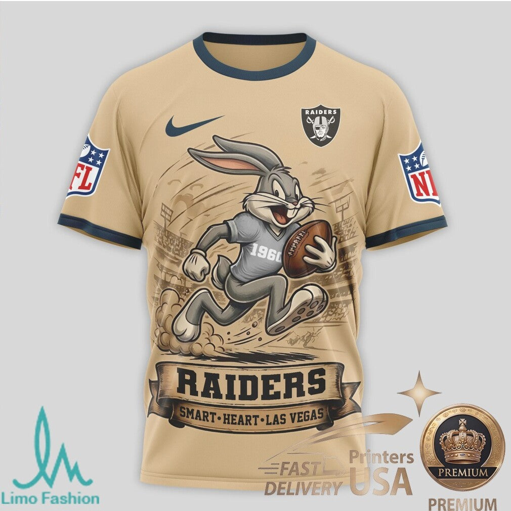 Las Vegas Raiders Bugs Bunny Smart Heart Built On Brains T Shirt - Limotees LLC