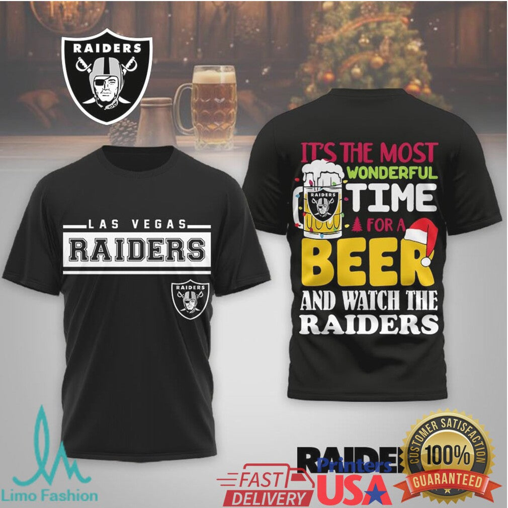 Las Vegas Raiders Christmas Beer Shirt “Most Wonderful Time for a Beer and the Raiders” - Limotees LLC