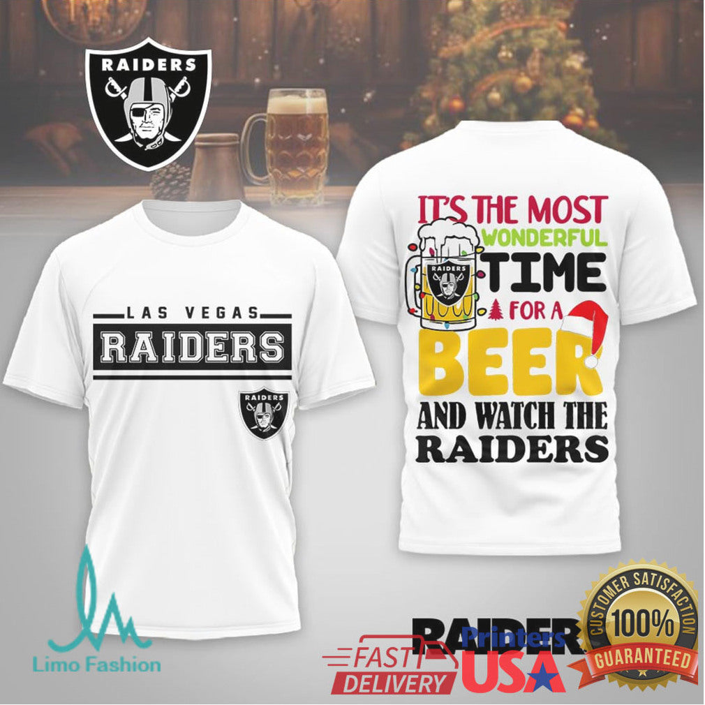 Las Vegas Raiders Christmas Beer Shirt “Most Wonderful Time for a Beer and the Raiders” - Limotees LLC