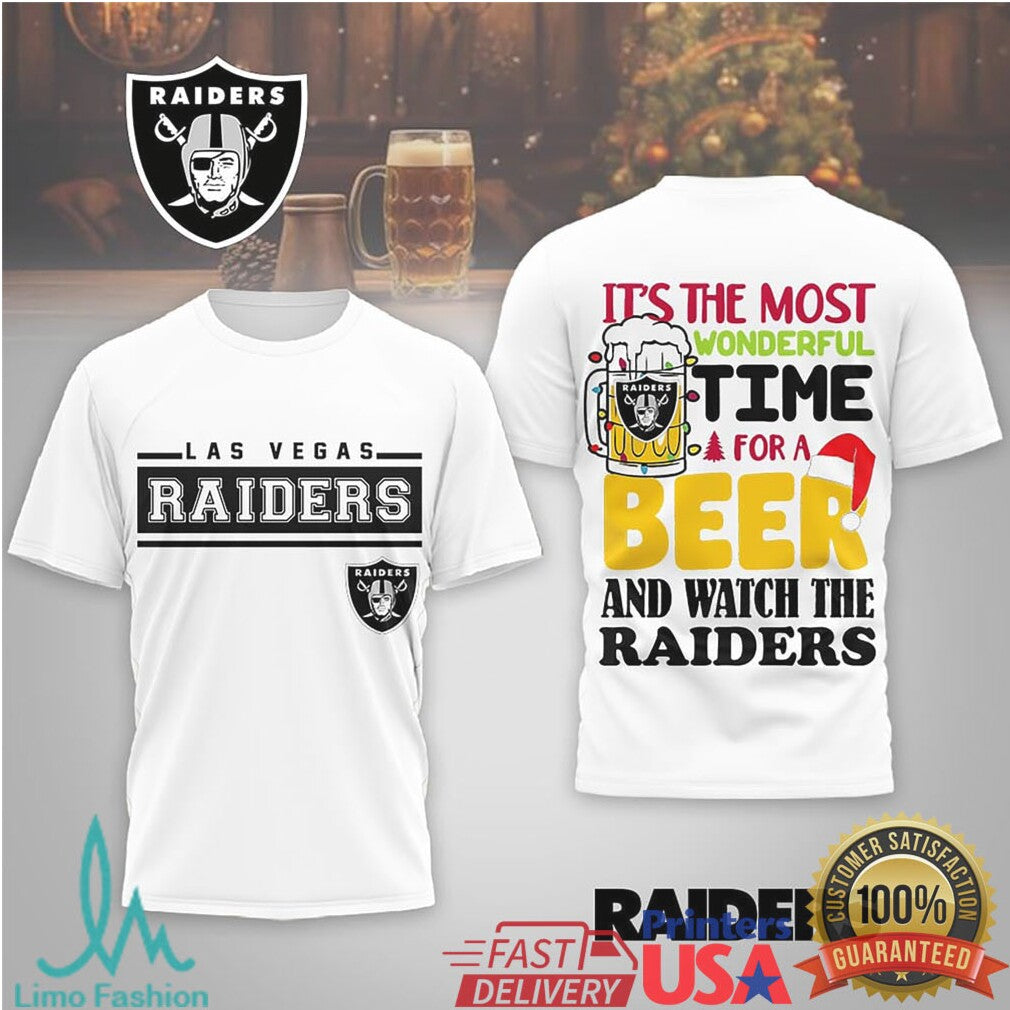 Las Vegas Raiders Christmas Beer Shirt “Most Wonderful Time for a Beer and the Raiders” - Limotees LLC