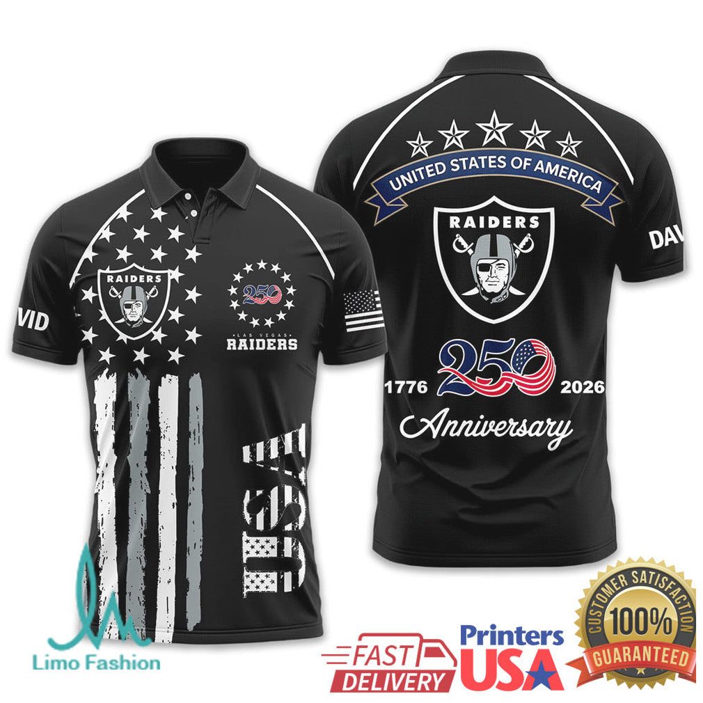 Las Vegas Raiders Custom Name USA 250th Anniversary Patriotic - Limotees LLC