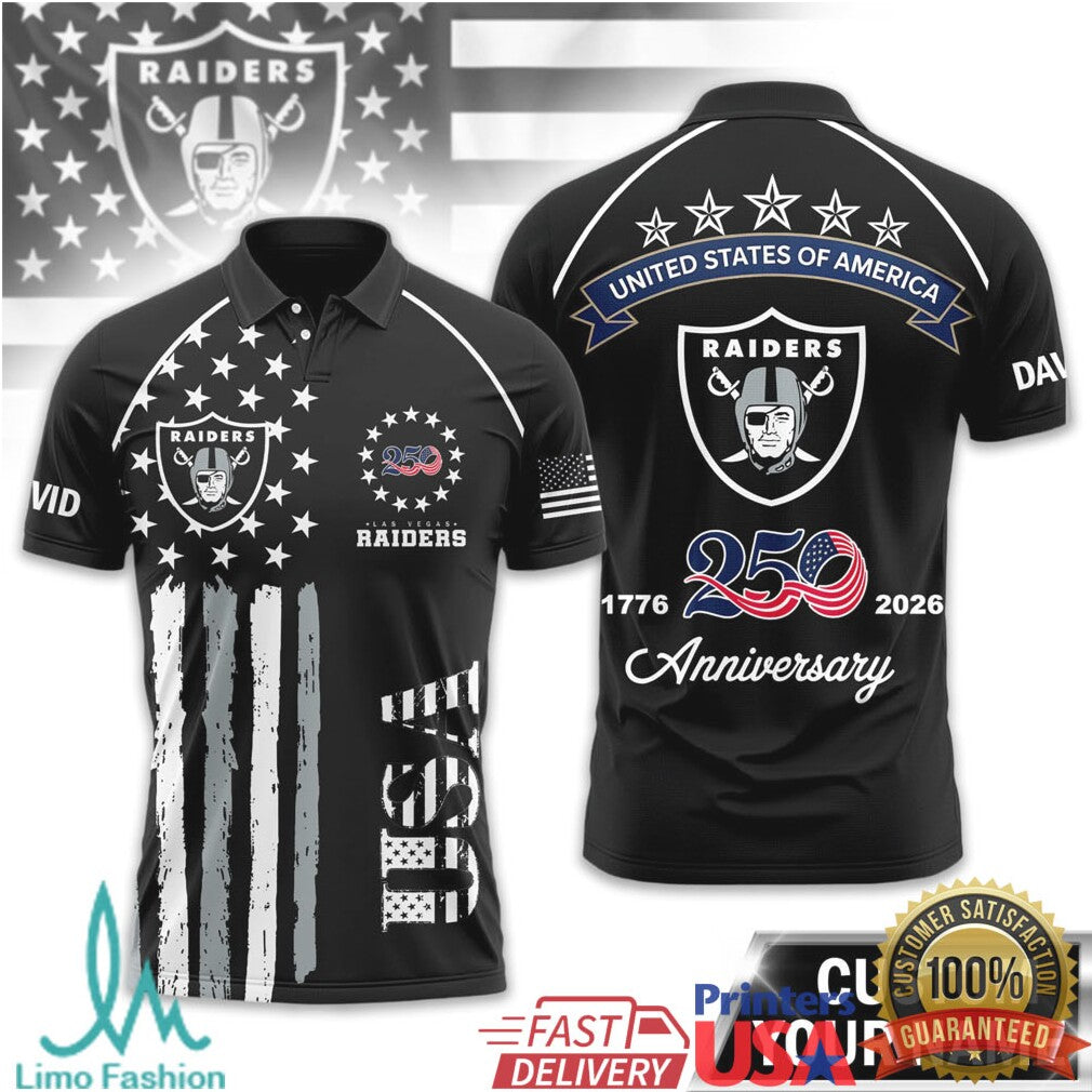 Las Vegas Raiders Custom Name USA 250th Anniversary Patriotic - Limotees LLC