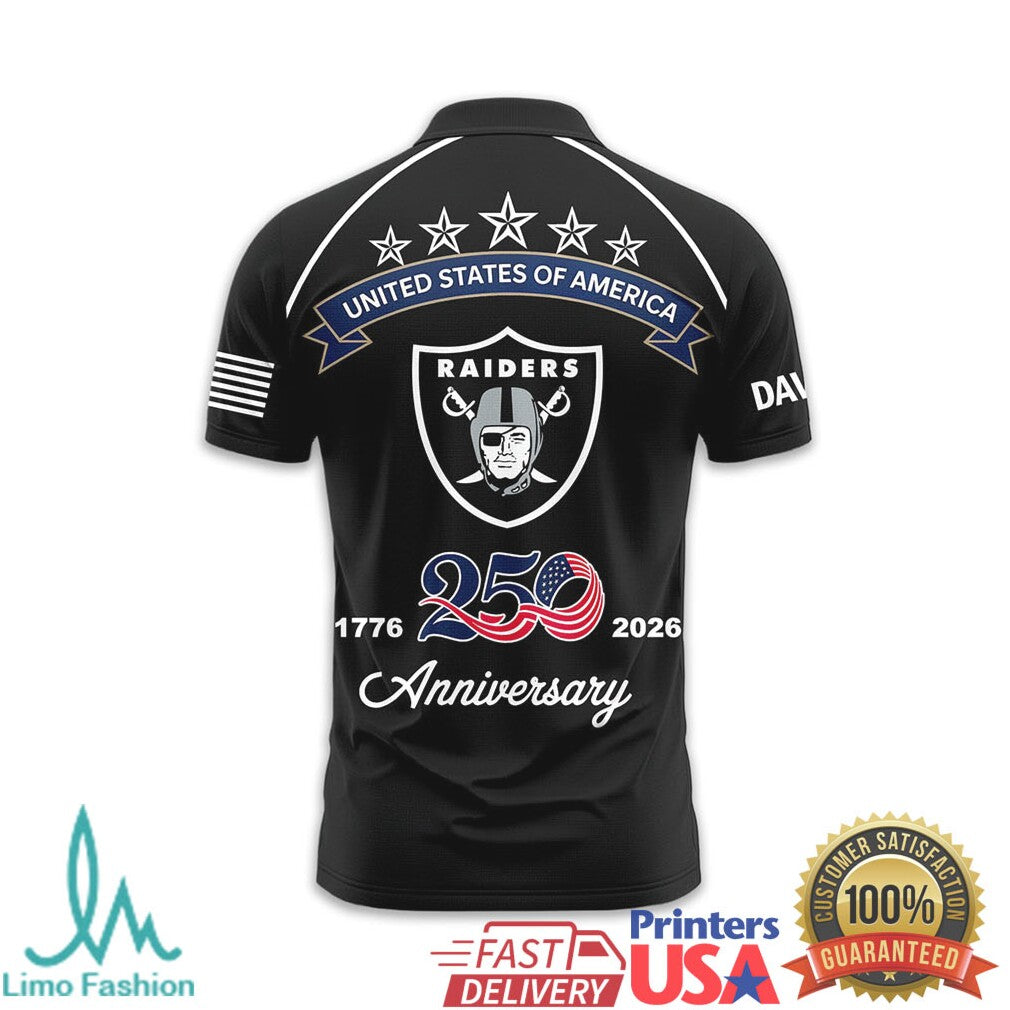Las Vegas Raiders Custom Name USA 250th Anniversary Patriotic - Limotees LLC