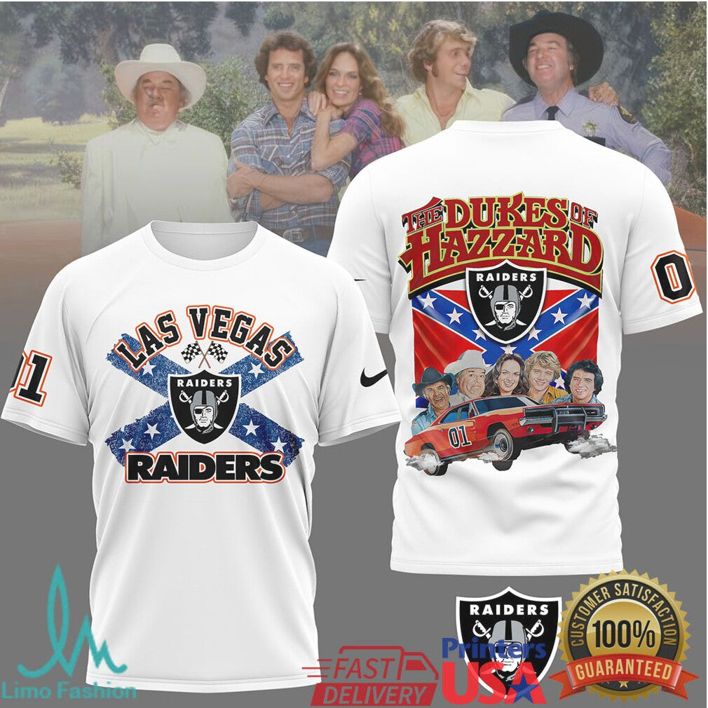 Las Vegas Raiders Dukes of Hazzard General Lee Mashup T Shirt - Limotees LLC