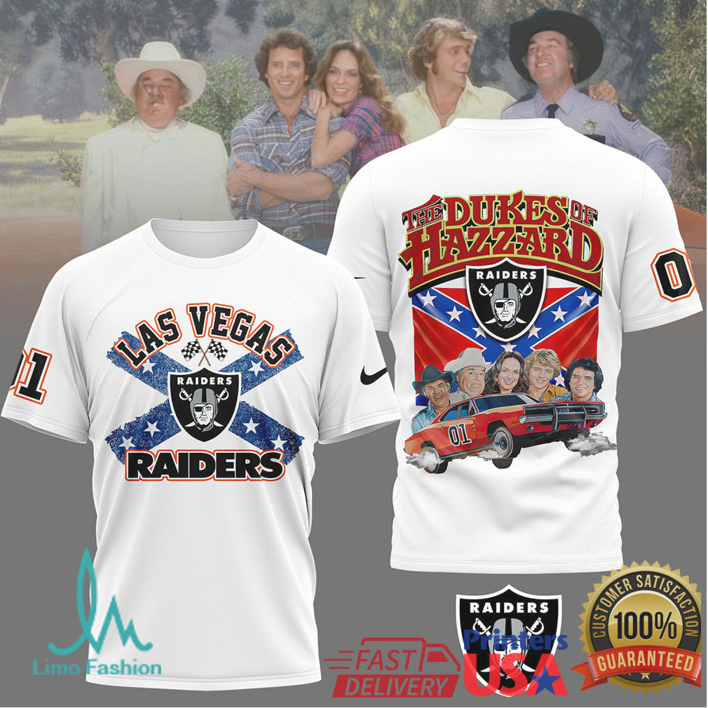 Las Vegas Raiders Dukes of Hazzard General Lee Mashup T Shirt - Limotees LLC