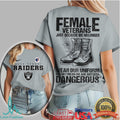 Las Vegas Raiders Female Veterans No Less Dangerous Military T Shirt - Limotees LLC
