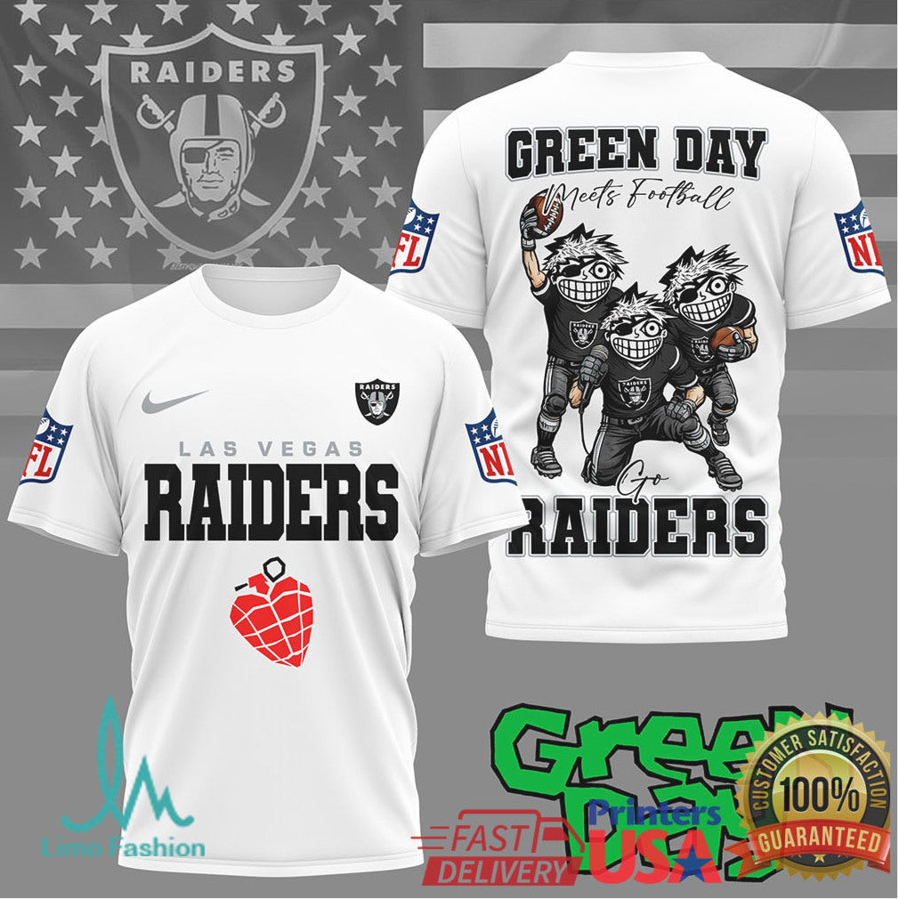 Las Vegas Raiders Green Day Meets Football Tshirt - Limotees LLC