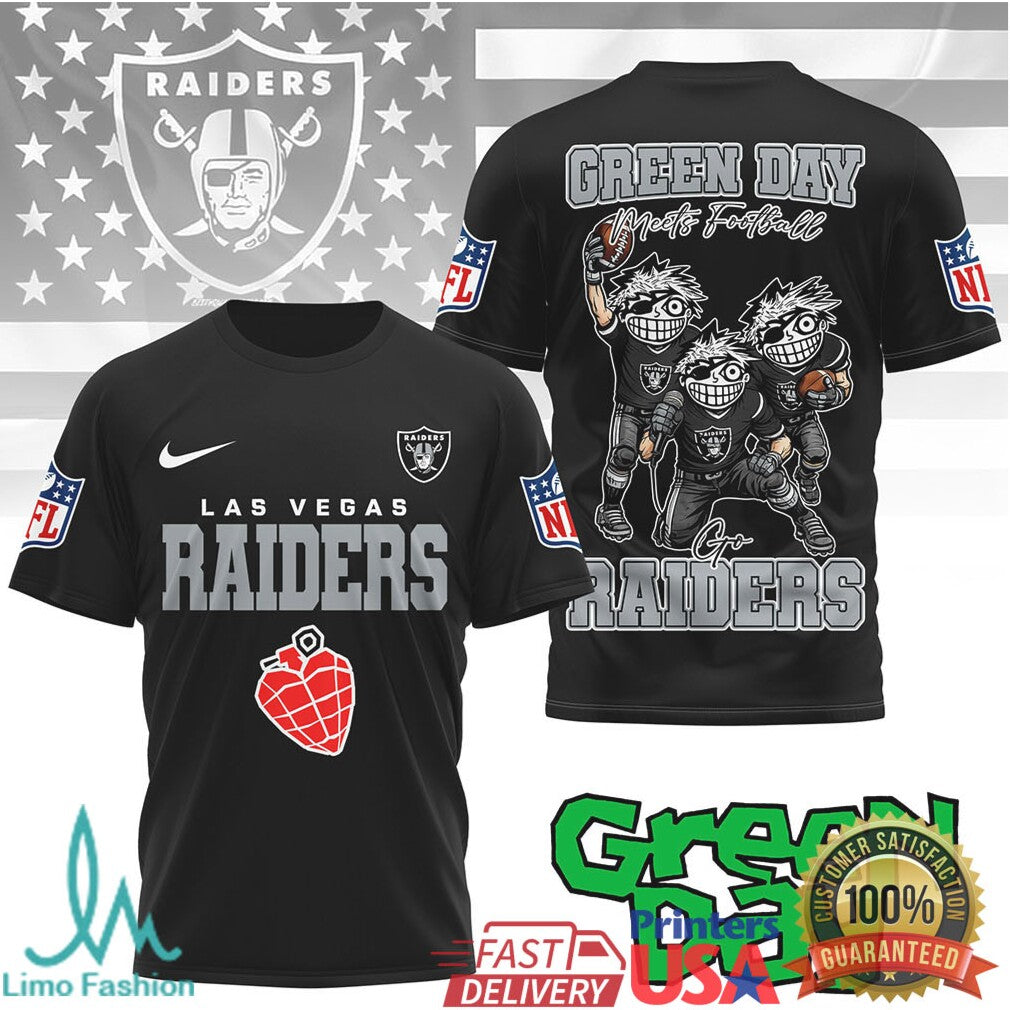 Las Vegas Raiders Green Day Meets Football Tshirt - Limotees LLC