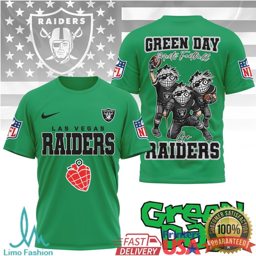 Las Vegas Raiders Green Day Meets Football Tshirt - Limotees LLC