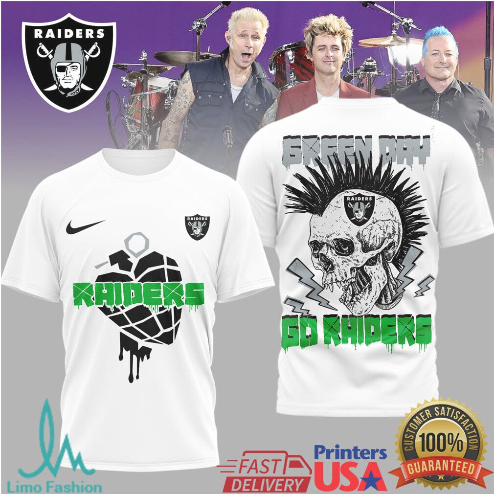 Las Vegas Raiders Green Day Punk Rock Style T Shirt - Limotees LLC