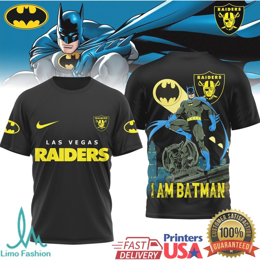 Las Vegas Raiders I Am Batman DC Comics Crossover NFL Football Graphic T Shirt - Limotees LLC