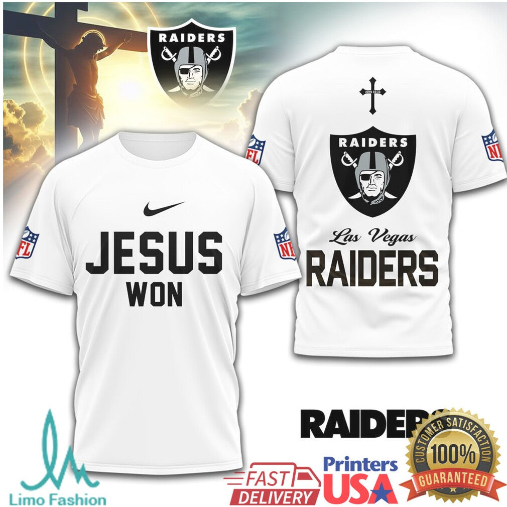 Las Vegas Raiders Jesus Won Christian Fan T Shirt - Limotees LLC