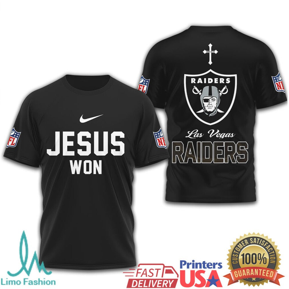 Las Vegas Raiders Jesus Won Christian Fan T Shirt - Limotees LLC