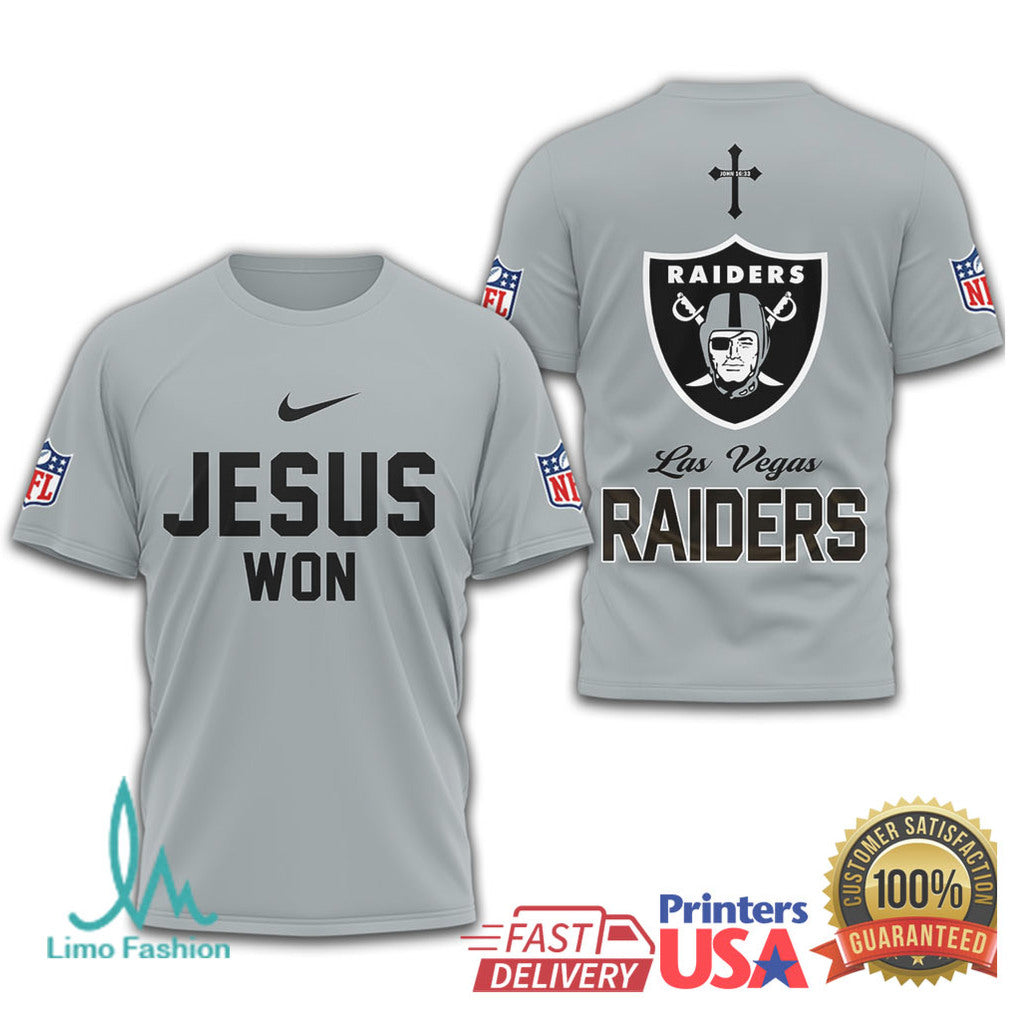 Las Vegas Raiders Jesus Won Christian Fan T Shirt - Limotees LLC