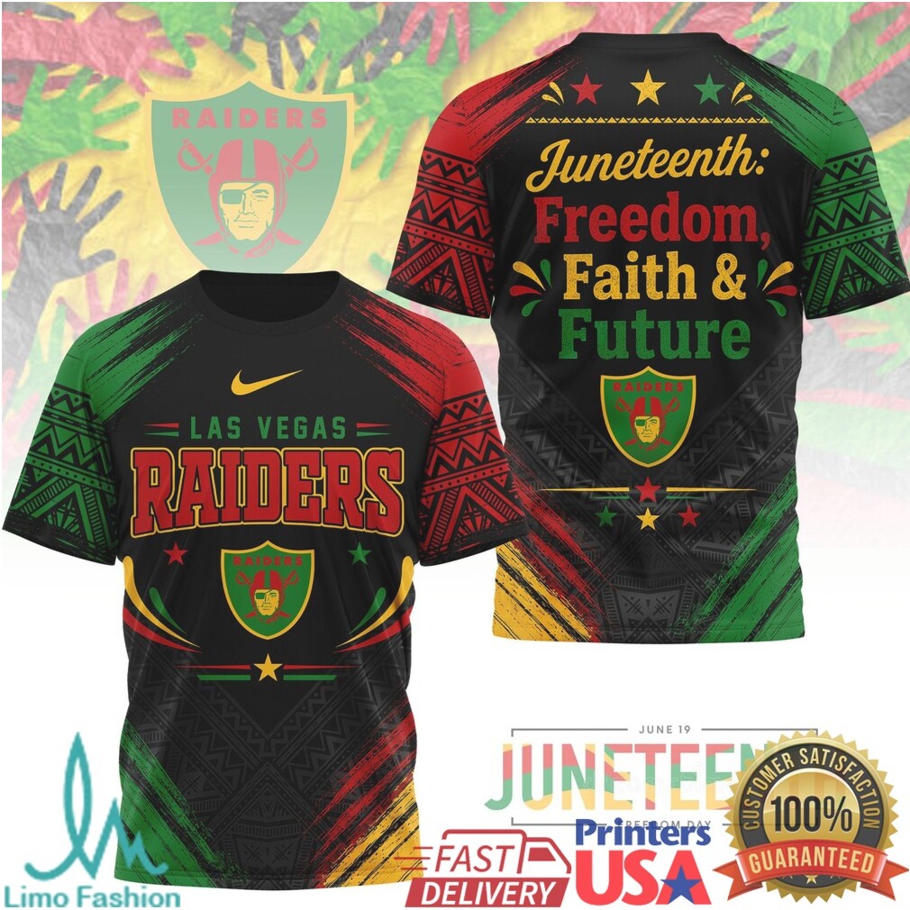 Las Vegas Raiders Juneteenth Freedom Faith Future Graphic T Shirt - Limotees LLC
