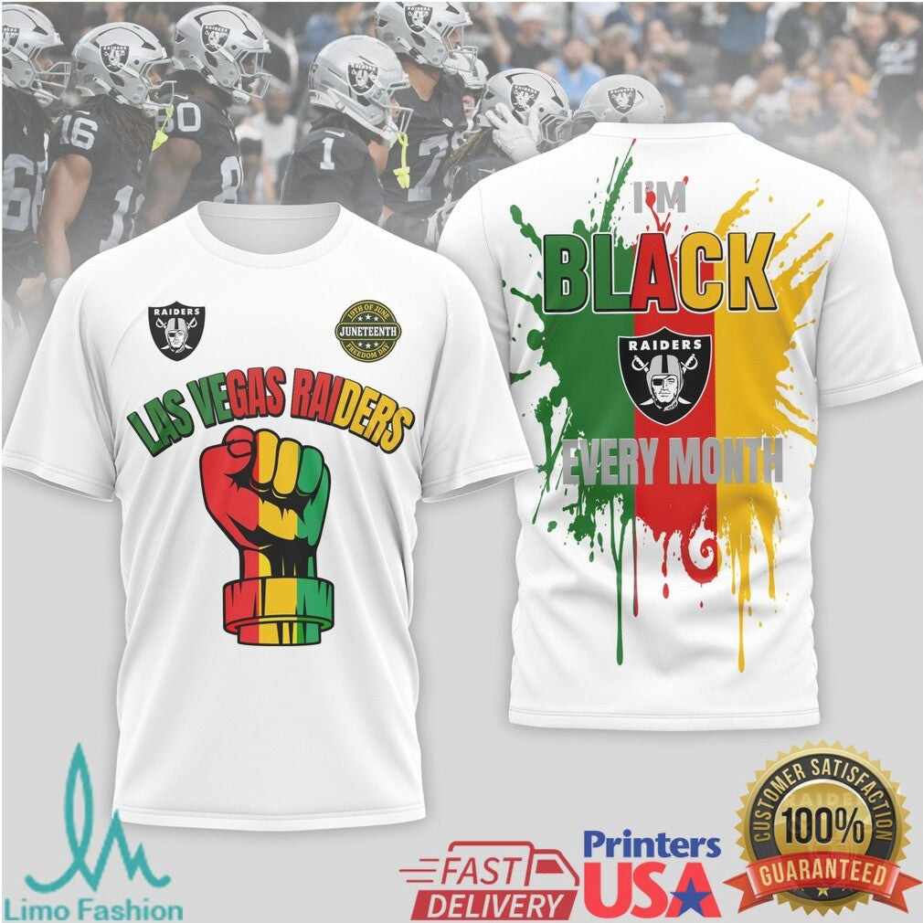 Las Vegas Raiders Juneteenth I'm Black Every Month T Shirt - Limotees LLC