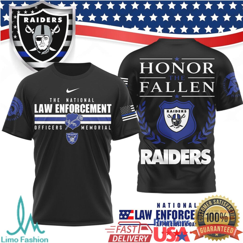 Las Vegas Raiders Law Enforcement Memorial Honor the Fallen T Shirt - Limotees LLC