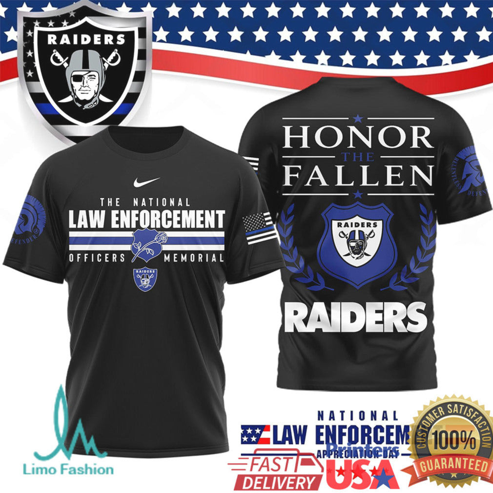 Las Vegas Raiders Law Enforcement Memorial Honor the Fallen T Shirt - Limotees LLC