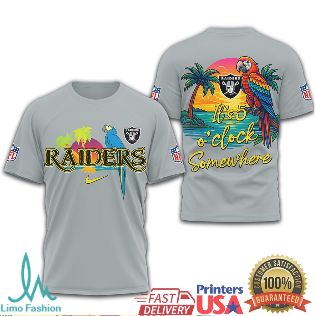 Las Vegas Raiders Margaritaville It's 5 O'Clock Somewhere Parrot T Shirt - Limotees LLC