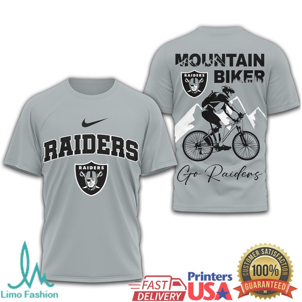Las Vegas Raiders Mountain Biker Graphic T Shirt Go Raiders Cycling T shirt - Limotees LLC