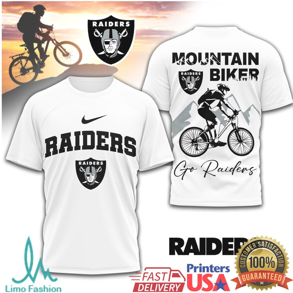 Las Vegas Raiders Mountain Biker Graphic T Shirt Go Raiders Cycling T shirt - Limotees LLC