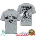 Las Vegas Raiders Mountain Biker T Shirt Raiders MTB Silver & Black Tee - Limotees LLC