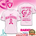 Las Vegas Raiders Nike Breast Cancer Awareness Football Heart T Shirt - Limotees LLC
