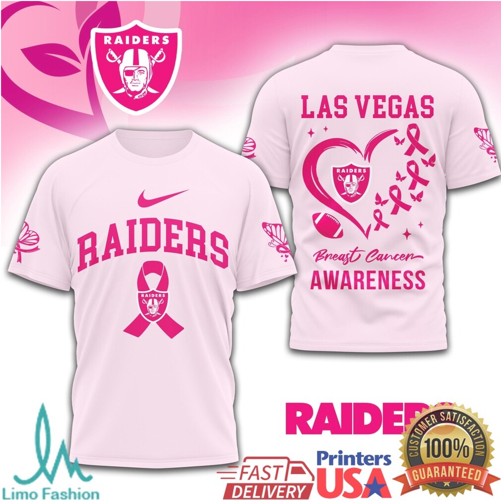 Las Vegas Raiders Nike Breast Cancer Awareness Football Heart T Shirt - Limotees LLC