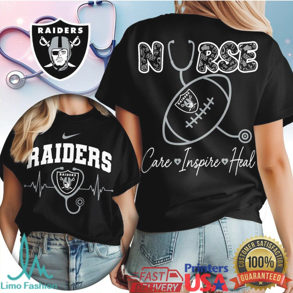 Las Vegas Raiders Nurse T Shirt Football Stethoscope Care Inspire Heal T Shirt