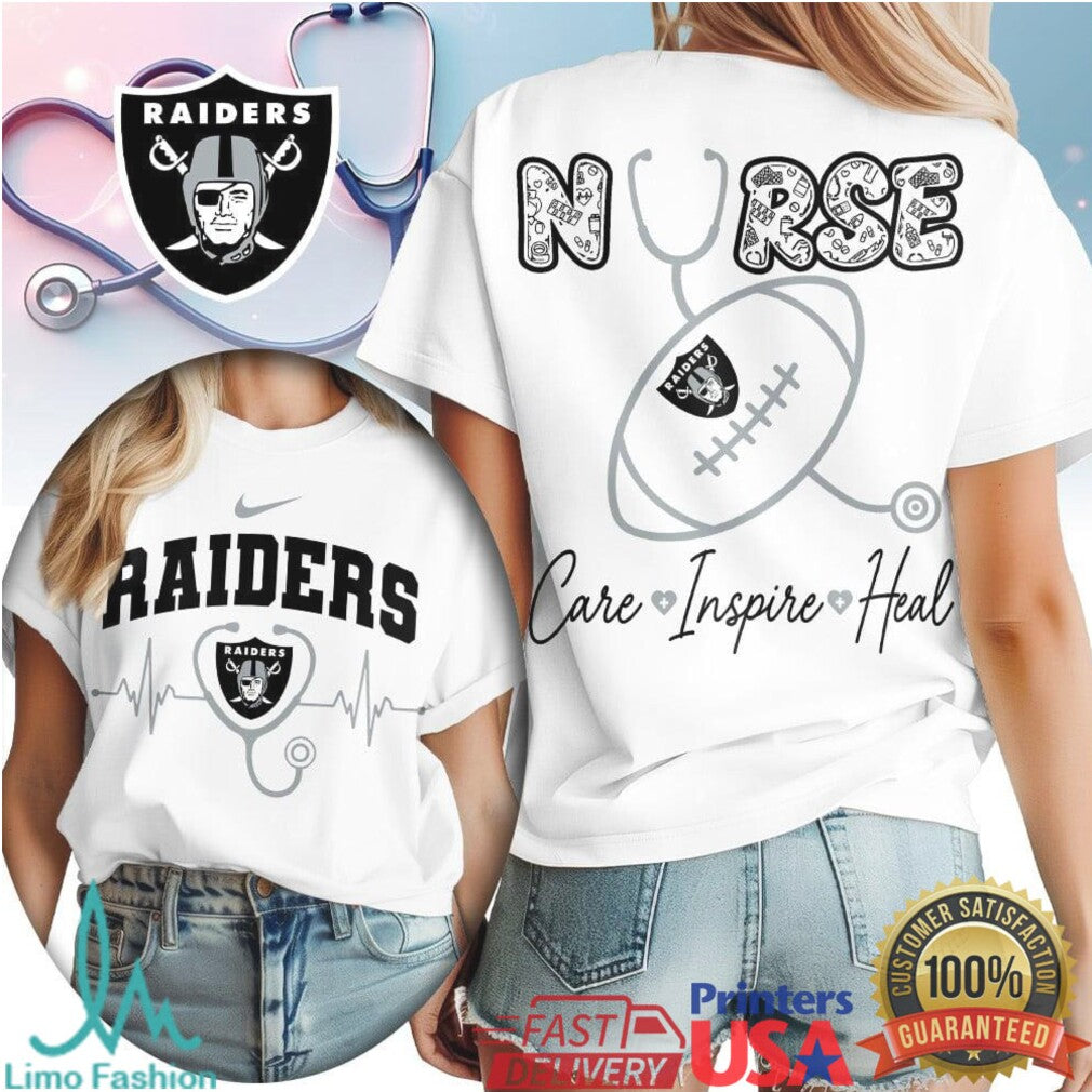 Las Vegas Raiders Nurse T Shirt Football Stethoscope Care Inspire Heal T Shirt