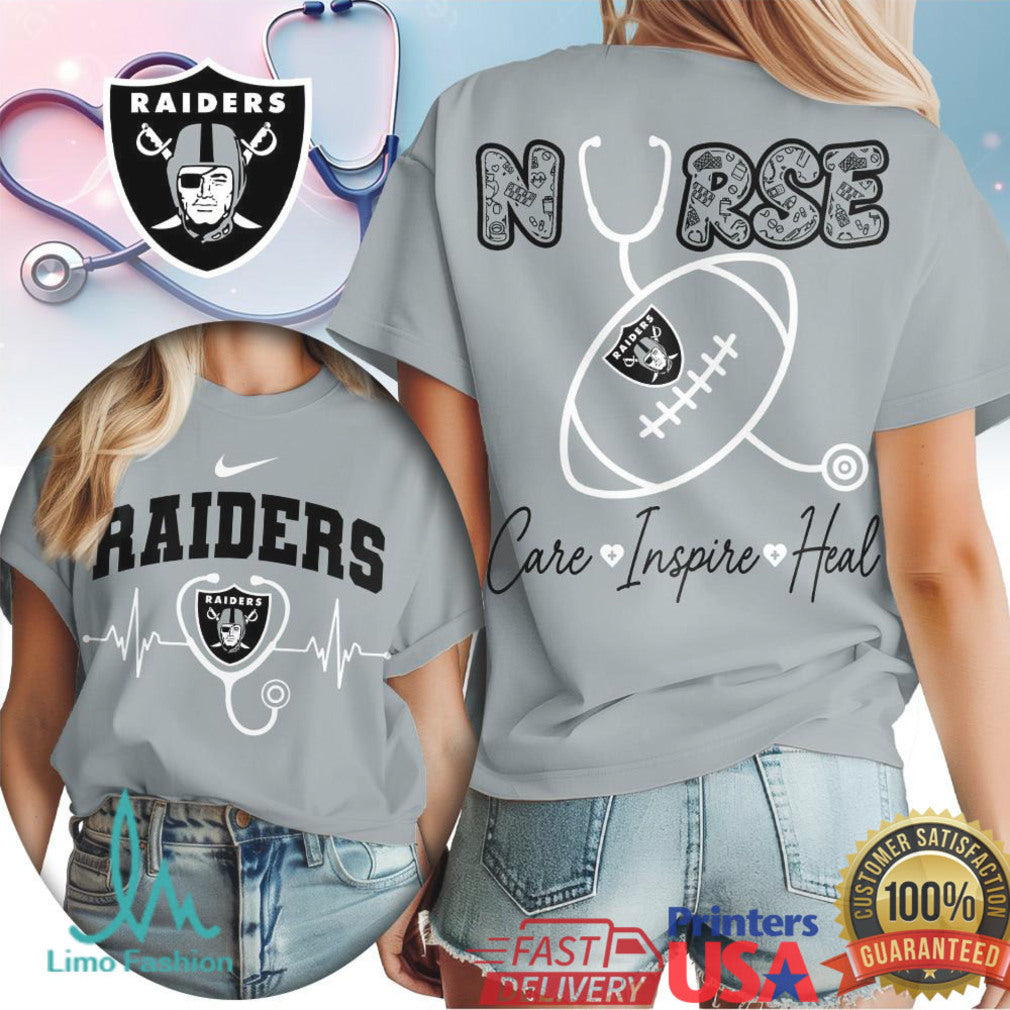 Las Vegas Raiders Nurse T Shirt Football Stethoscope Care Inspire Heal T Shirt