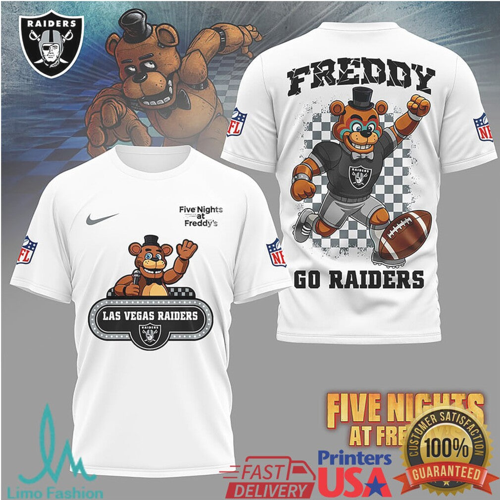 Las Vegas Raiders Official NFL Five Nights at Freddy's 3D Shirt - Limotees LLC