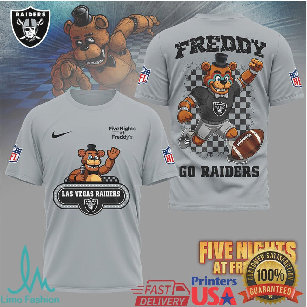 Las Vegas Raiders Official NFL Five Nights at Freddy's 3D Shirt - Limotees LLC