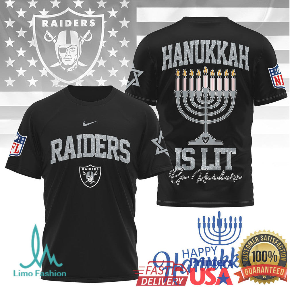 Las Vegas Raiders Official NFL Happy Hanukkah 3D Shirt - Limotees LLC