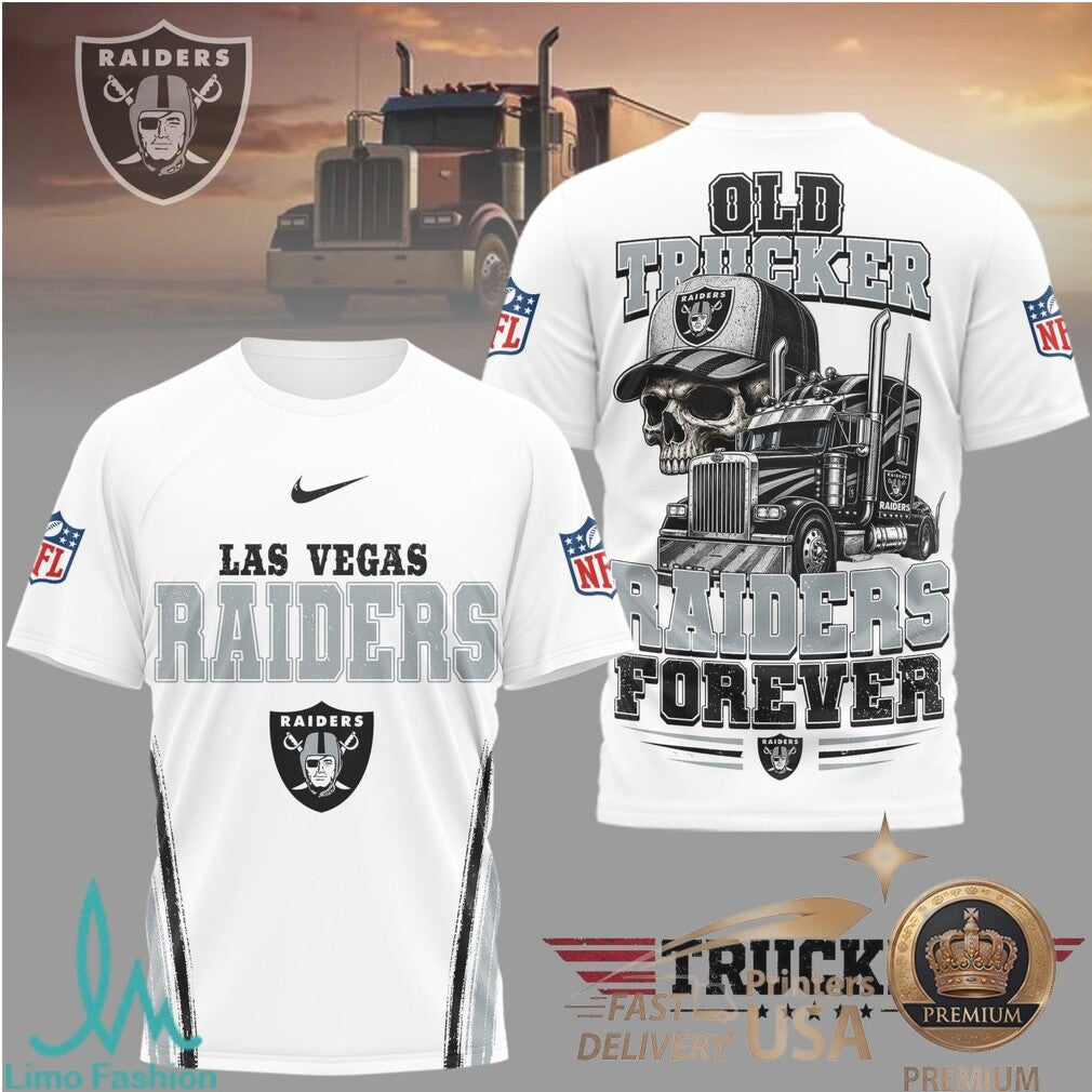 Las Vegas Raiders Skull Old Trucker Forever Fan T Shirt - Limotees LLC