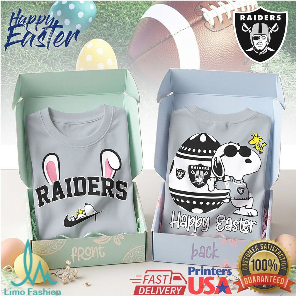Las Vegas Raiders Snoopy Easter Bunny Football Fan T Shirt - Limotees LLC