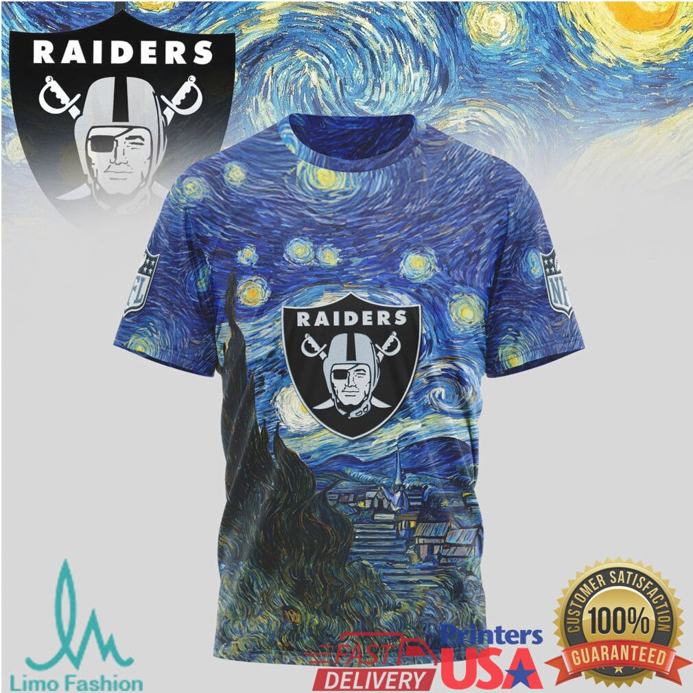 Las Vegas Raiders Starry Night Van Gogh Nfl Tshirt - Limotees LLC